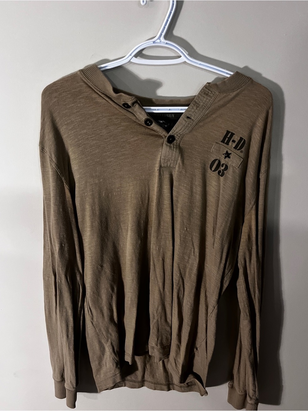 Harley-Davidson Brown Long-Sleeve Henley with Chest Print HENLEY